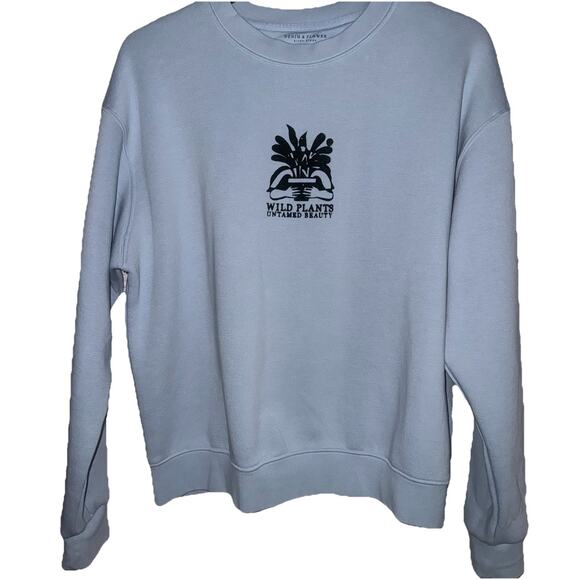 Denim & Flower Men’s Wild Plants Untamed Beauty NWOT Sweatshirt, Lt Blue~SOFT - Picture 1 of 11